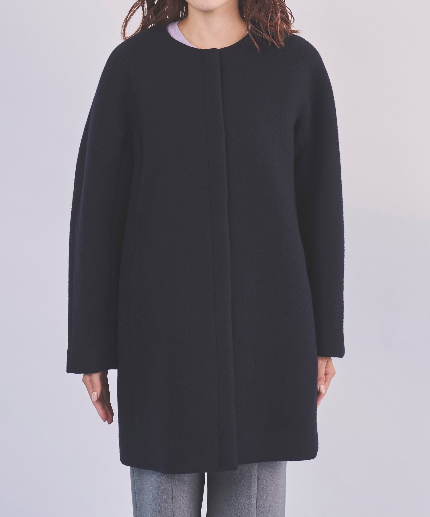 PECOLAMB】 ウールメルトンノーカラーコート – Sirin Online Store