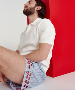 Two Steps Hearts Lace Shorts - Ice Blue Stripes – sombras