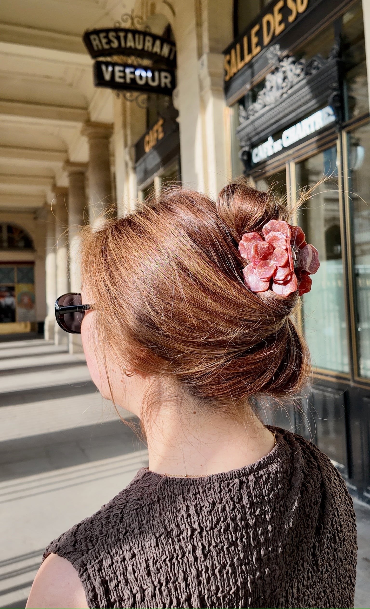 Handmade Origami Gardenia Flower Claw Hair Clip – Solar Eclipse