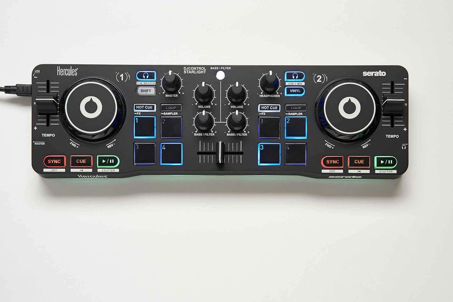 Hercules DJ DJControl Starlight | Pocket USB DJ Controller with