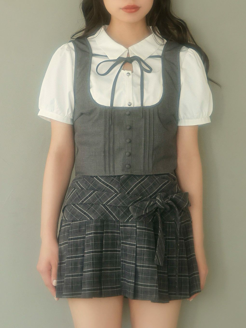 BUBBLES】リボンベストレイヤードブラウス | sparkling mall online store