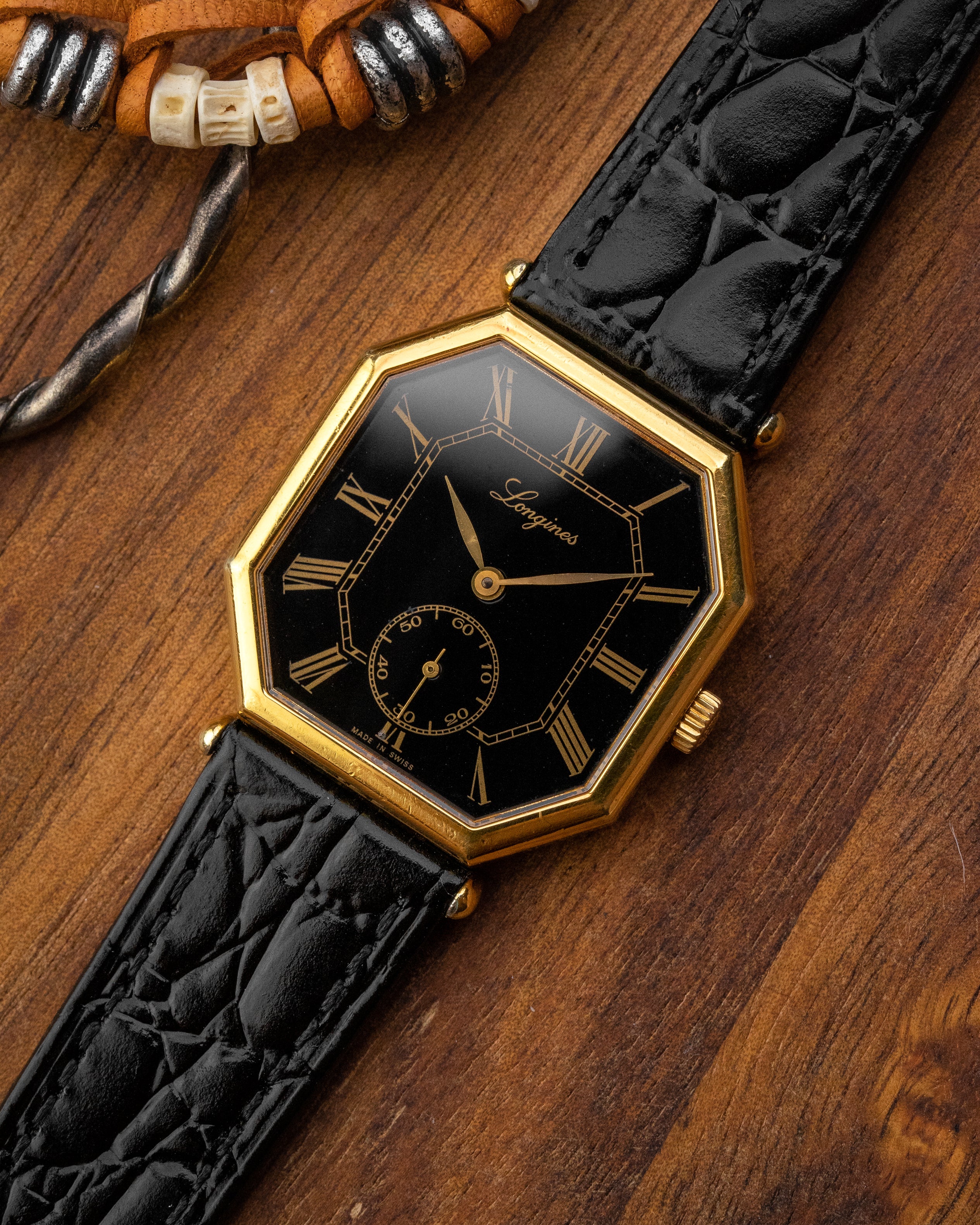 Longines Octagonal Black Roman dial Gold Ref. 3209 (Cal. 846.4