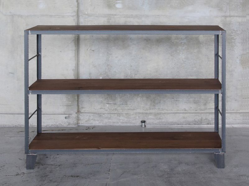 ≪シェルフ≫【アイアンシェルフ/3段/BC・WN/ラフ仕上げ】 IRSH-001-WN