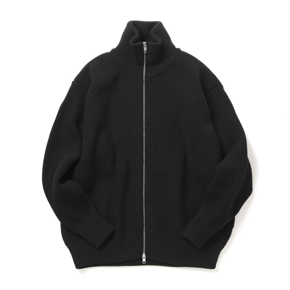 stein / シュタイン | OVERSIZED DRIVERS KNIT ZIP JACKET - Black