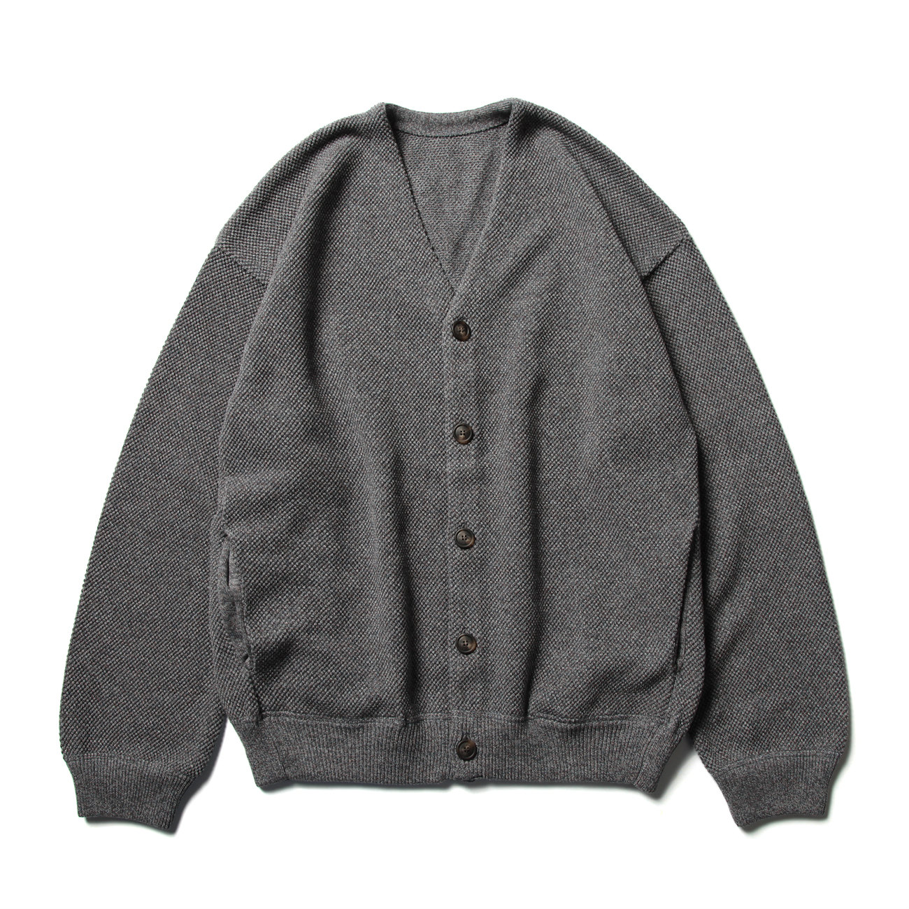 crepuscule / クレプスキュール | Moss stitch V/N cardigan - Gray