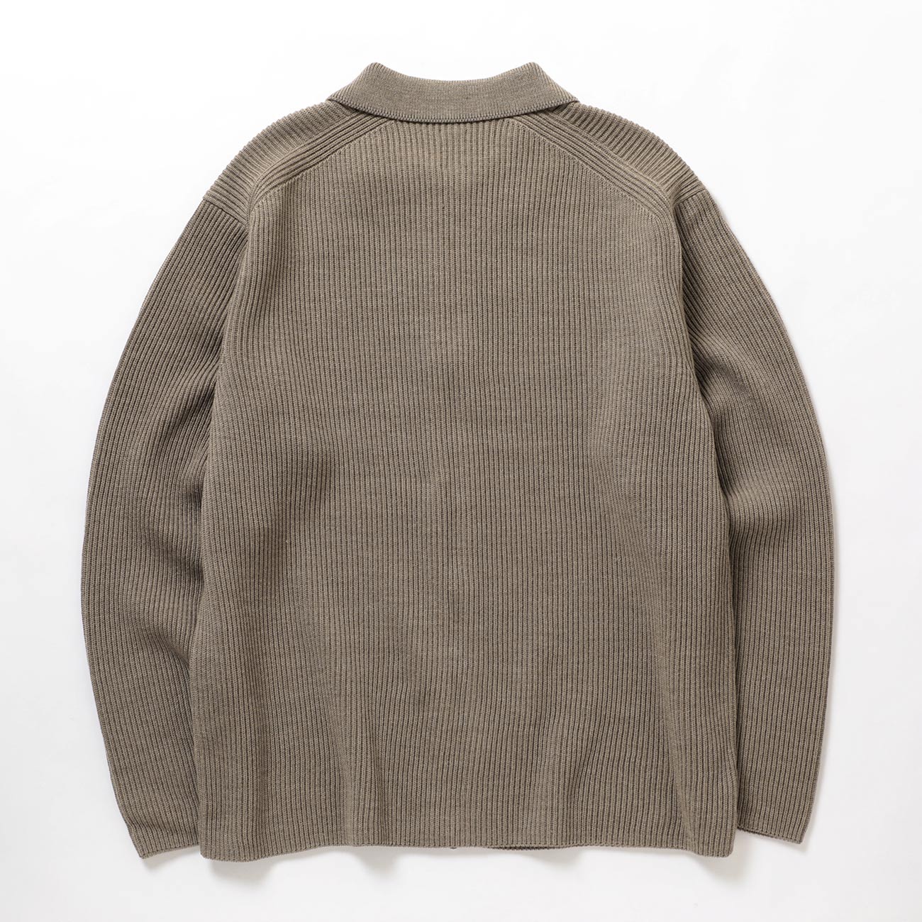 BATONER / バトナー | SOLID WOOL RIB POLO ZIP UP CARDIGAN (メンズ