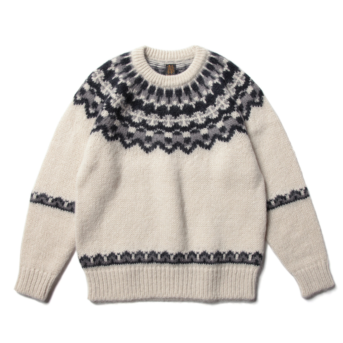 BATONER / バトナー | MOHAIR NORDIC CREW NECK (メンズ) - Ivory