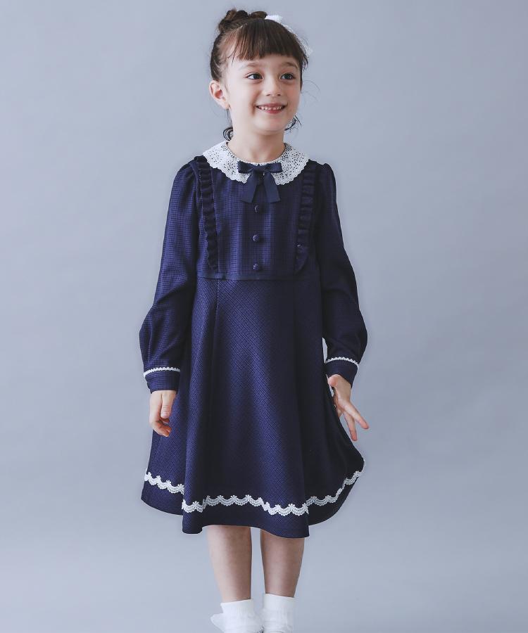 120-130】ネイビーフォーマルワンピース/入園・卒園・入学（ミドル
