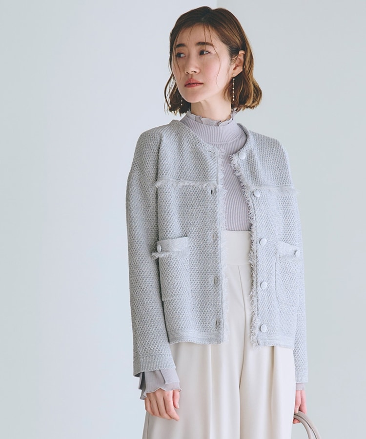 ツイードニットジャケット（ノーカラージャケット） | grove（グローブ