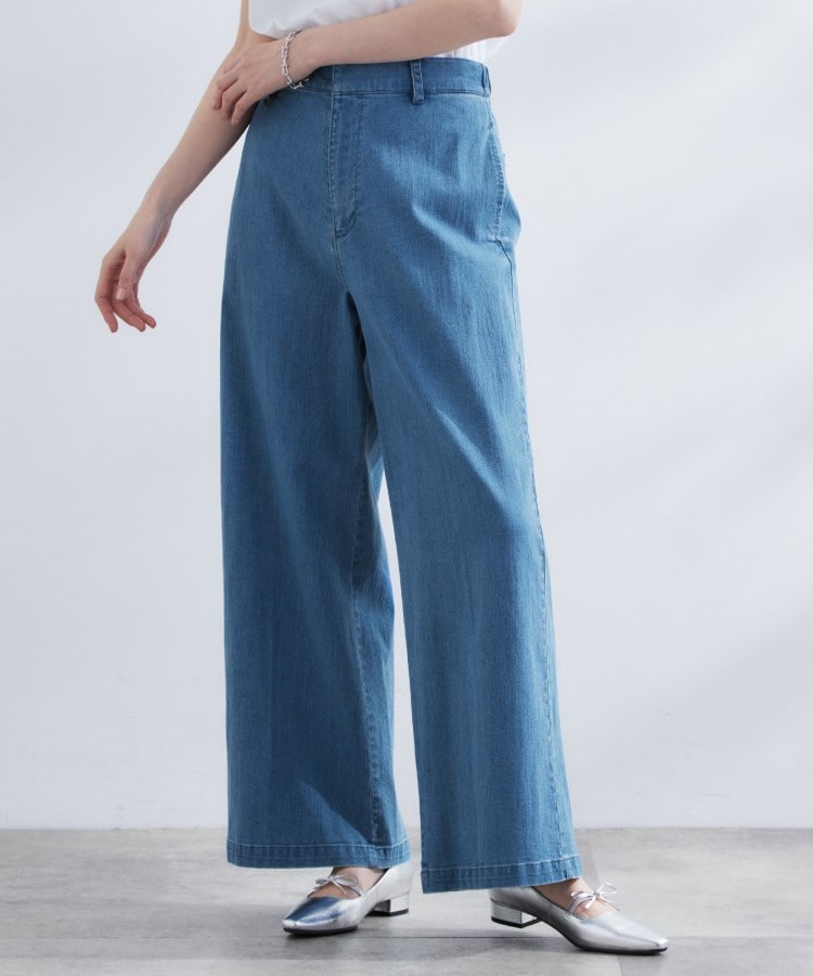 きれい見え】ストレッチデニムワイドパンツ（デニムパンツ） | grove