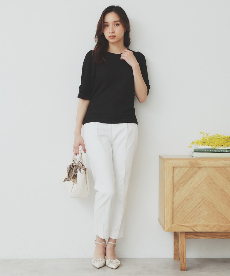 シボジャカードタックギャザートップス【洗濯機洗い可】（カットソー