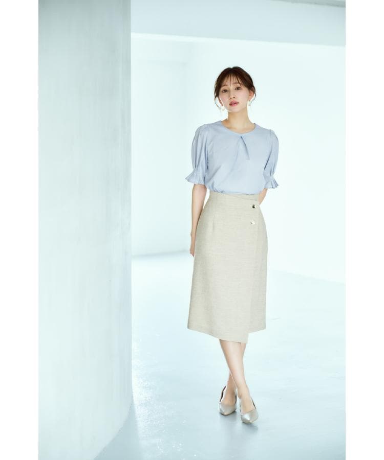 ストライプジャージタックスリーブトップス【吸水速乾/洗濯機洗い可