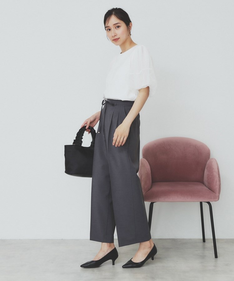 ストレッチ2タックワイドパンツ【洗濯機洗い可/接触冷感/吸水速乾