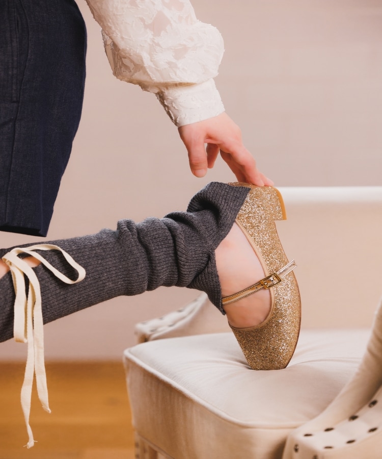 バレエコアリボン付きレッグウォーマー（レッグウォーマー