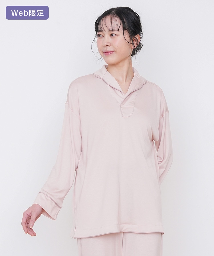 SUKALA HOME】シルキーパジャマトップス(Lサイズ ピンクベージュ