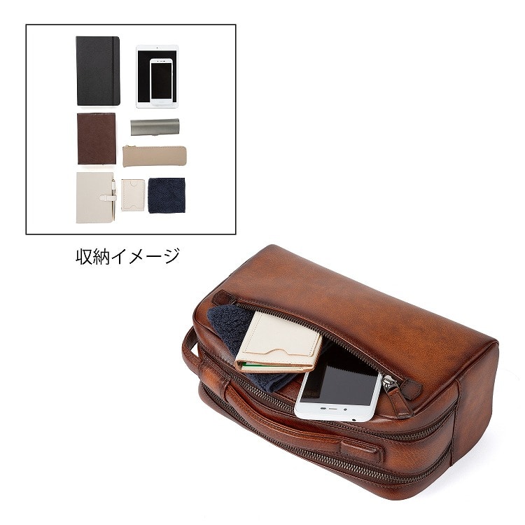 LO HOMME PRESSE／ロ・オム・プレッセ アルカイック 本革 ポーチ 71852