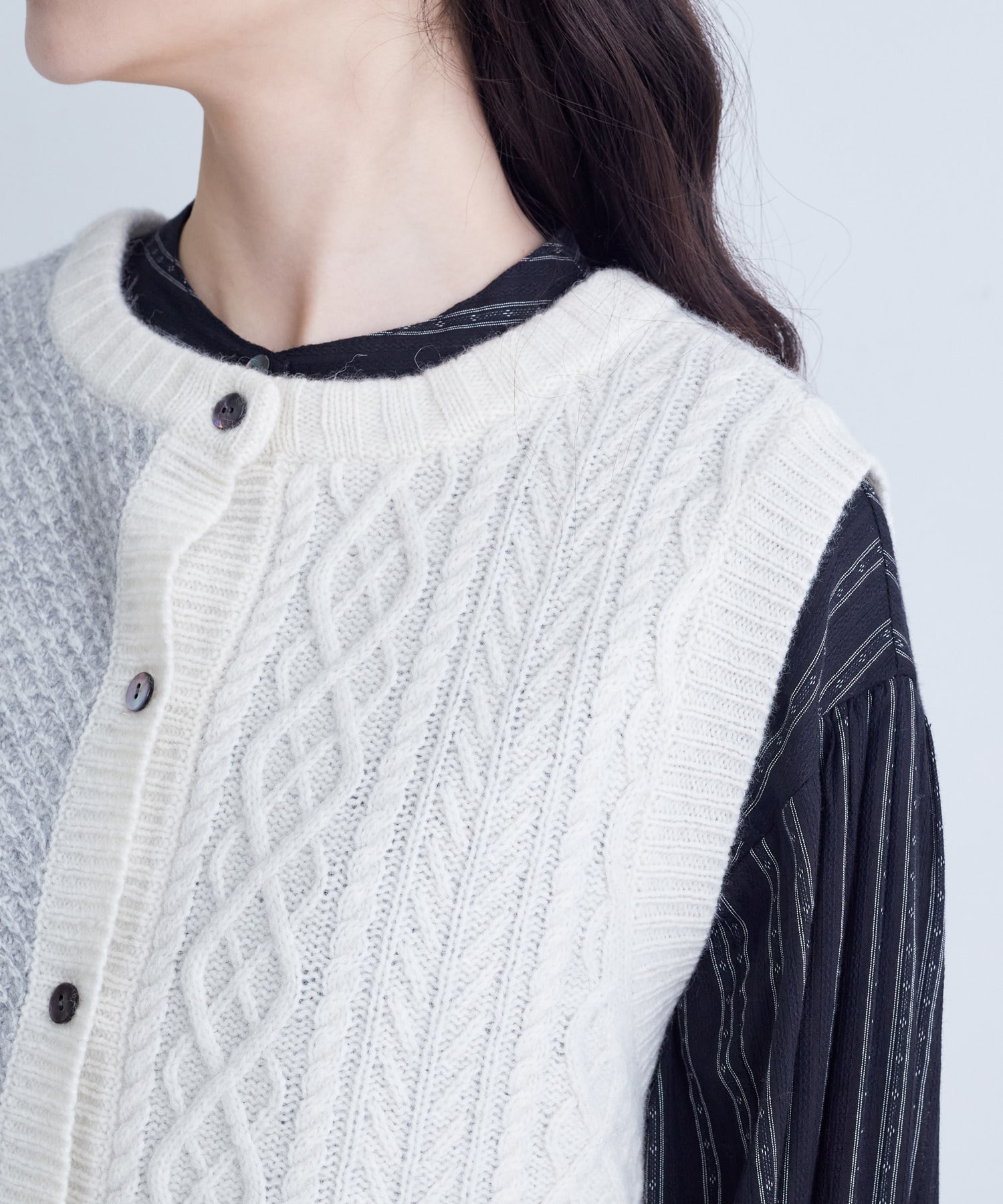 2way】5Gアラン柄パッチワークベスト｜BIGI online store - ビギ