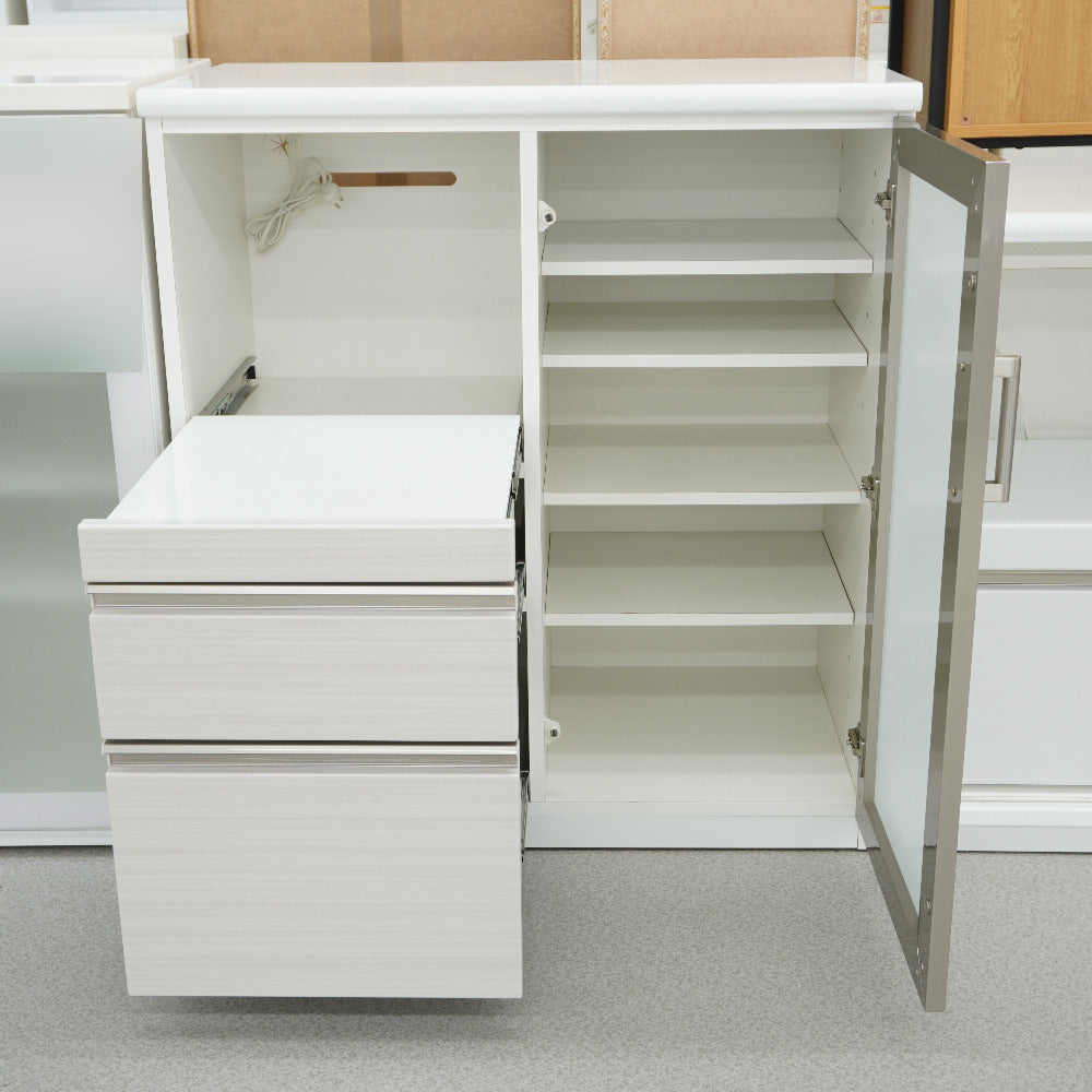 NITORI (ニトリ) 家具 キッチンカウンター レンジボード 食器棚 ガラス