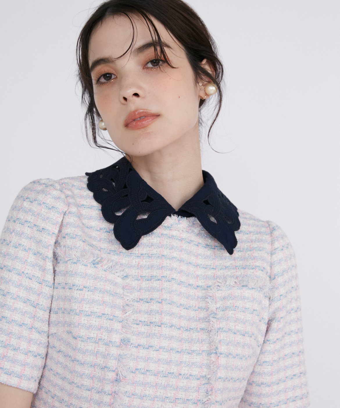 ヴィンテージ風レース刺しゅう付け衿｜Maglie le cassetto（マーリエ