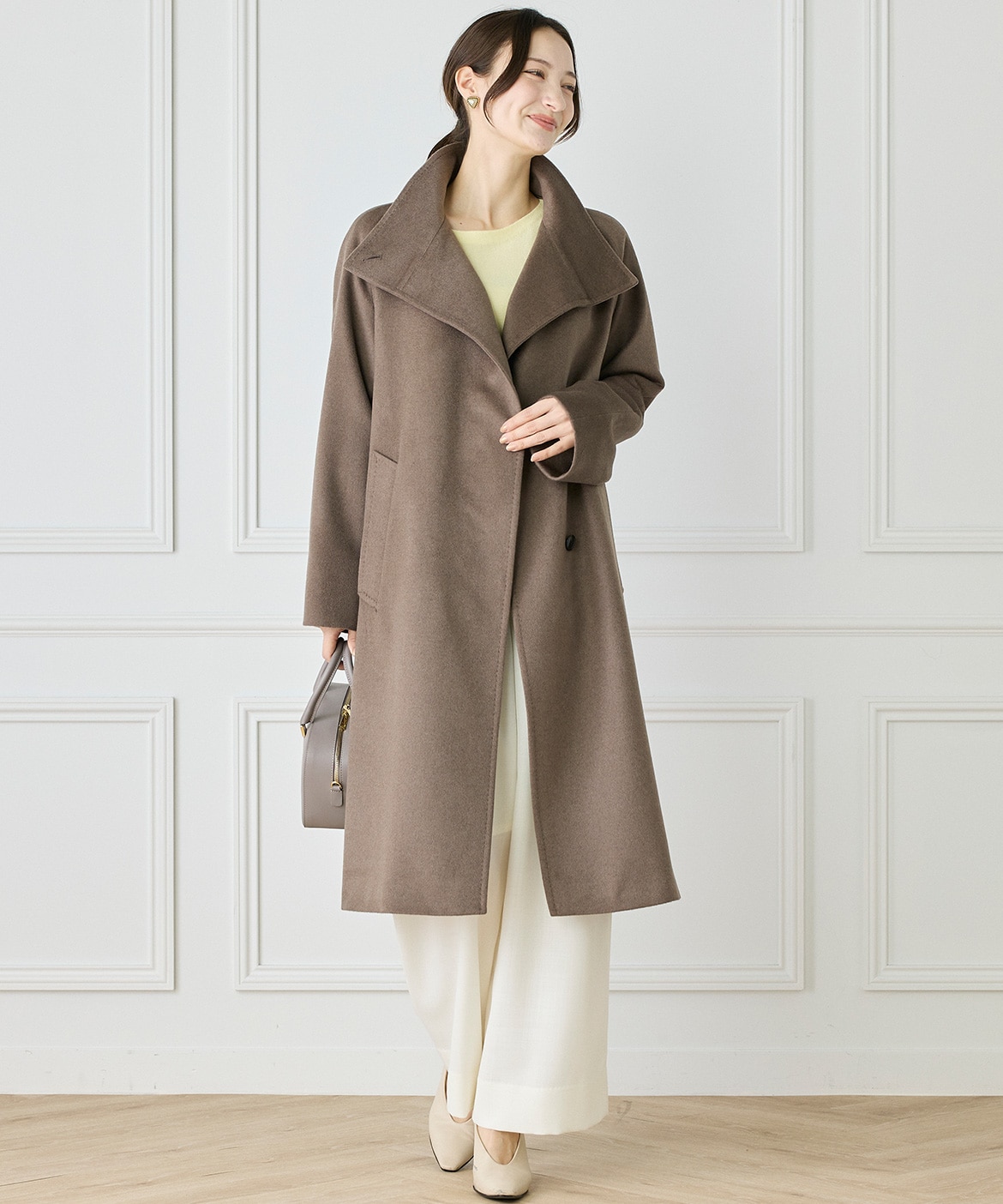 WEB限定》カシミヤ100%スタンドカラーコート｜INED（イネド
