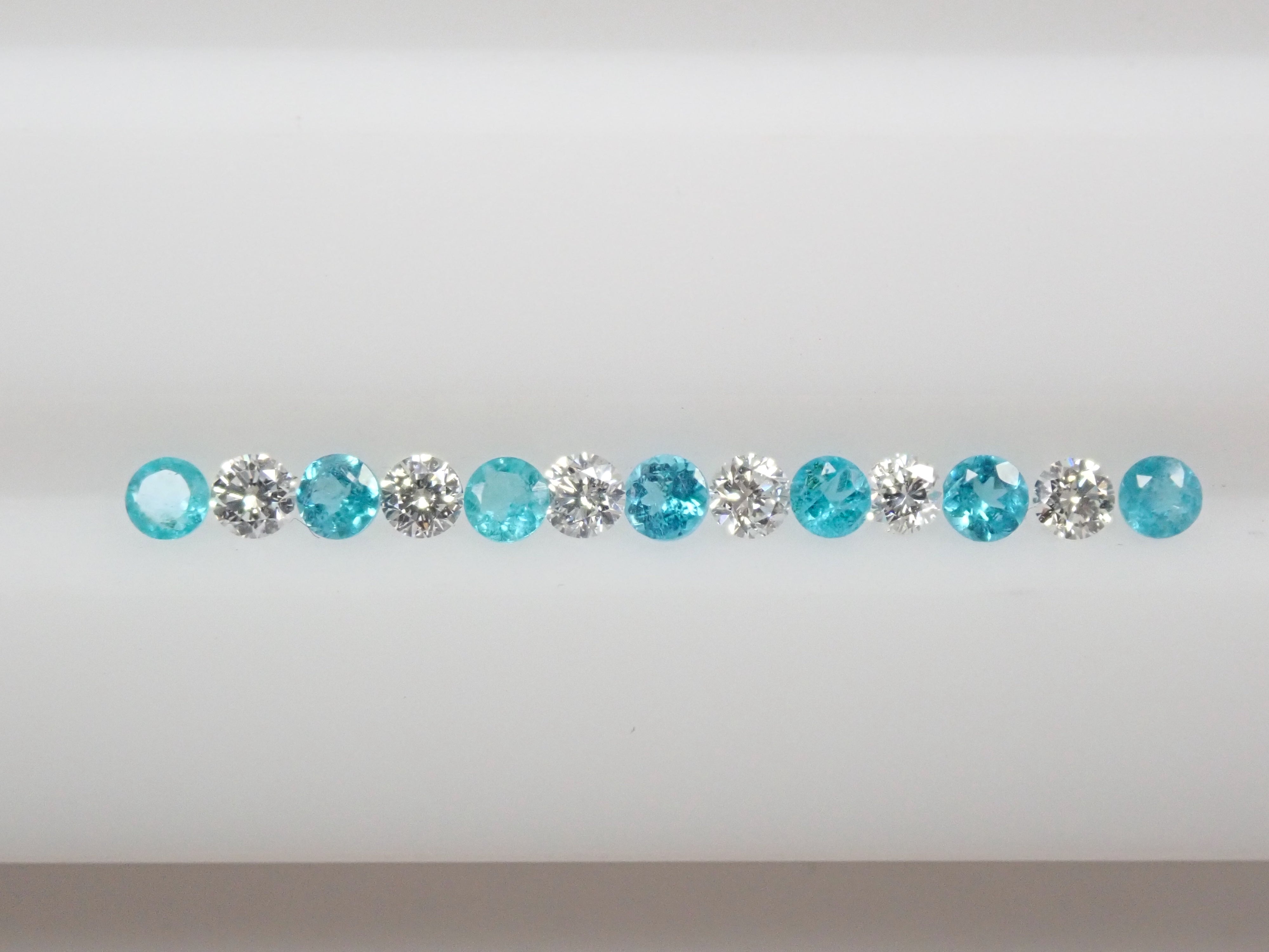 ブラジル産パライバトルマリン・ダイヤモンド13石ハーフエタニティ