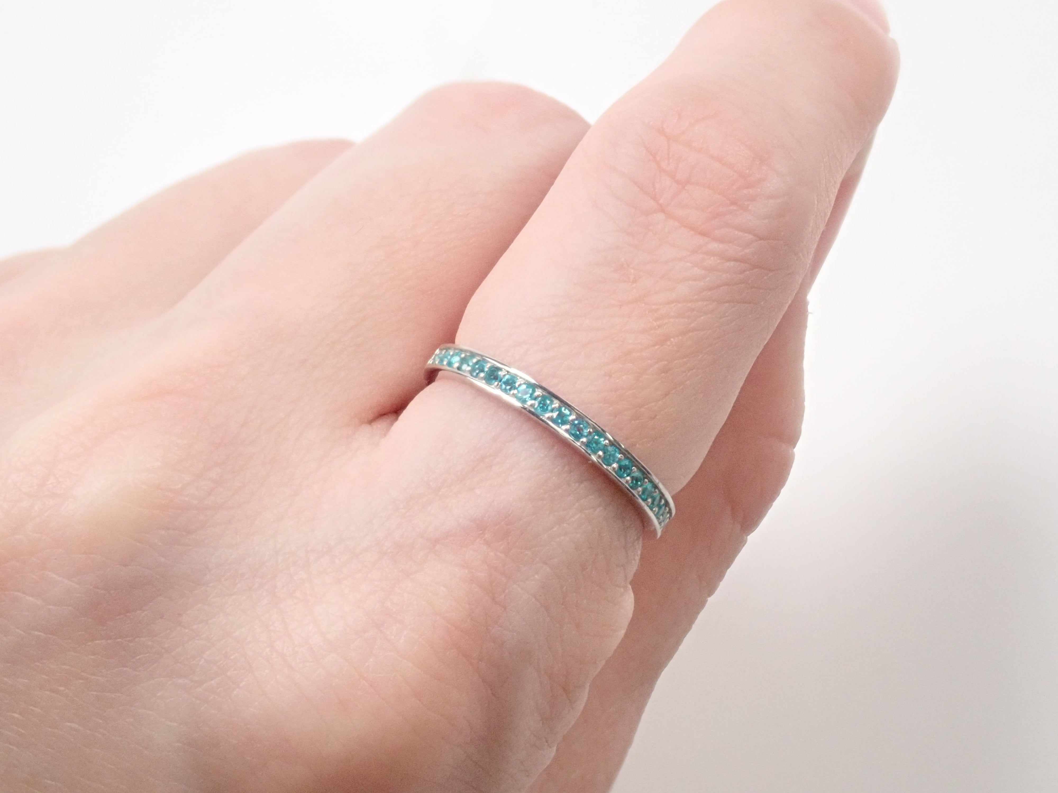 Brazilian Paraiba Tourmaline Ring and Half Eternity Ring Set (1.2mm)