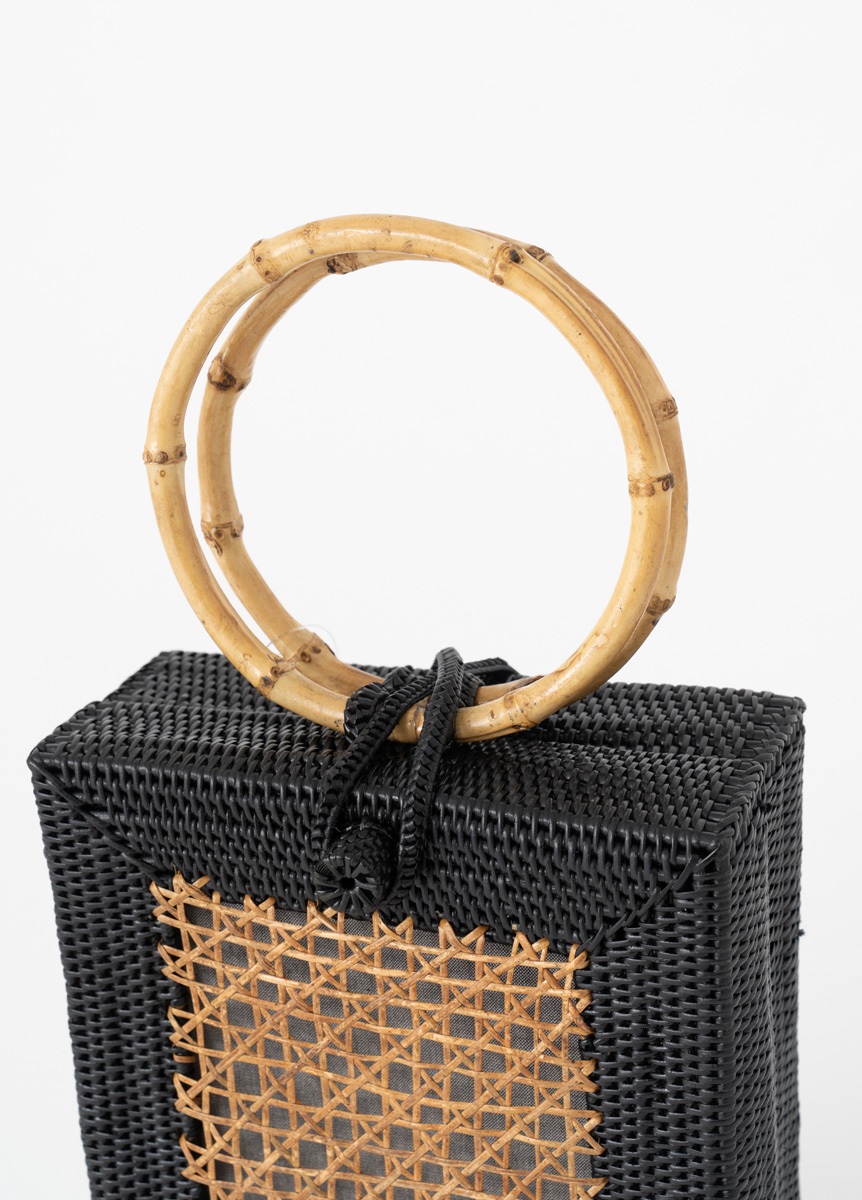 アタ・レクタングル竹ハンドルバッグ ブラック | 浴衣コーディネート