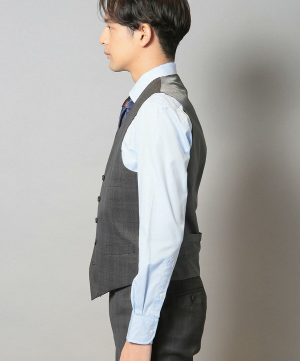 ウールポリエステルグレンチェックスーツベスト（同素材セットアップ