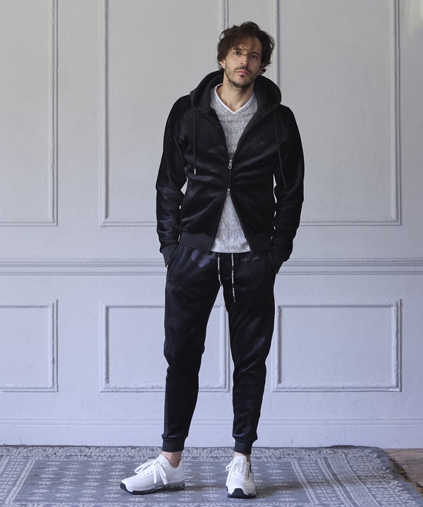 1PIU1UGUALE3 別注シャドーベルベットセットアップジョガーパンツ