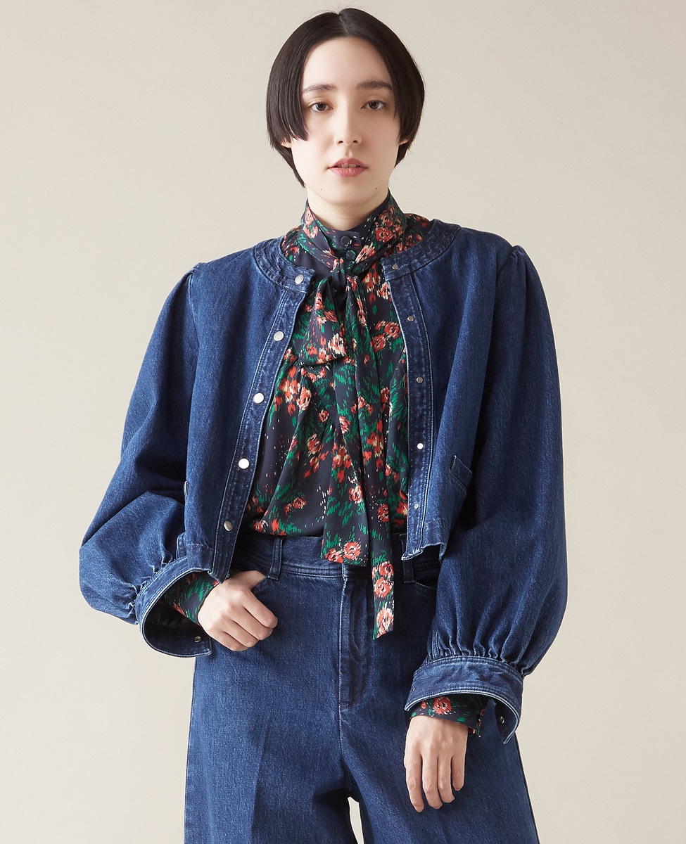 デニムノーカラージャケット（セットアップ可）｜martinique