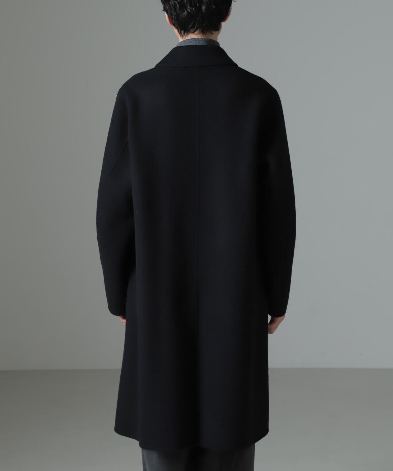 ダブルフェイス ウール リバー バルカラー コート