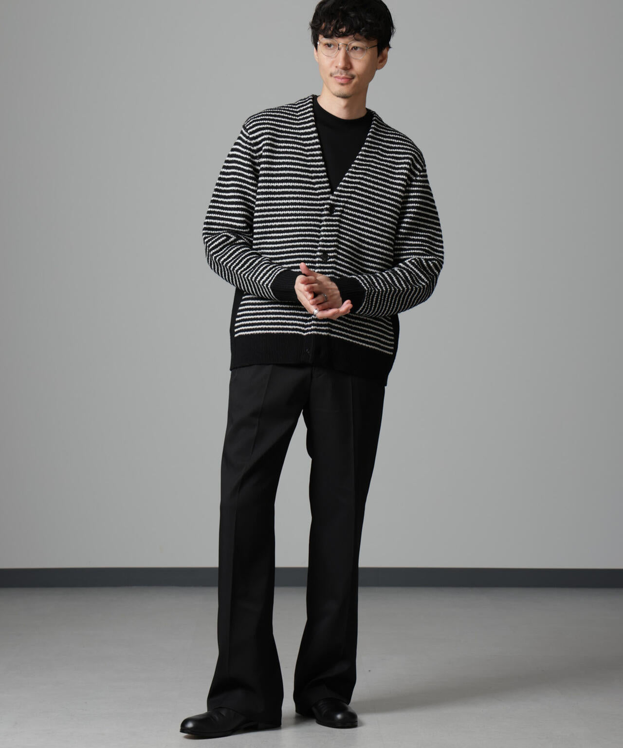 幾何学柄 ニット カーディガン