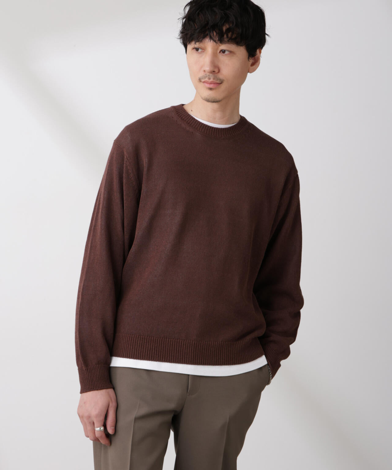 クルーネック シアー ニット