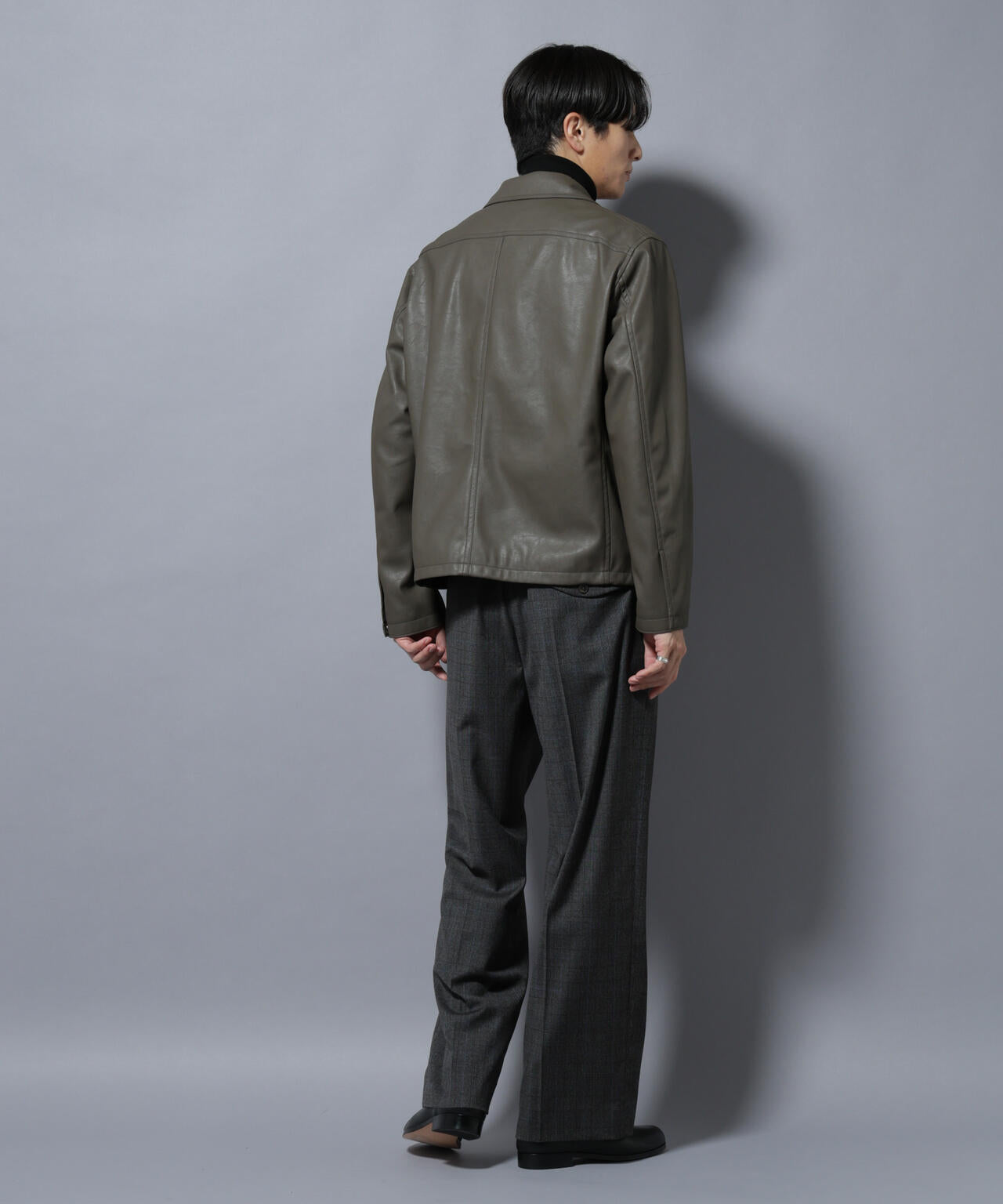 ヴィンテージライクフェイクレザー スポーツジャケット