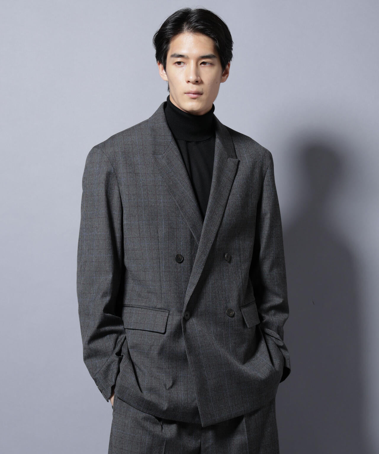 DELEGANTE グレンチェックW-Brethted ジャケット（セットアップ可）