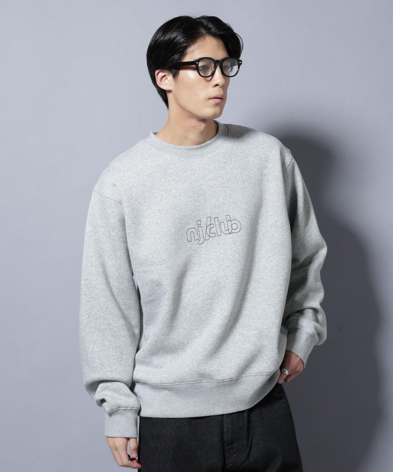 NJ/CLUB」裏起毛 ジャージークルーネックスウェット