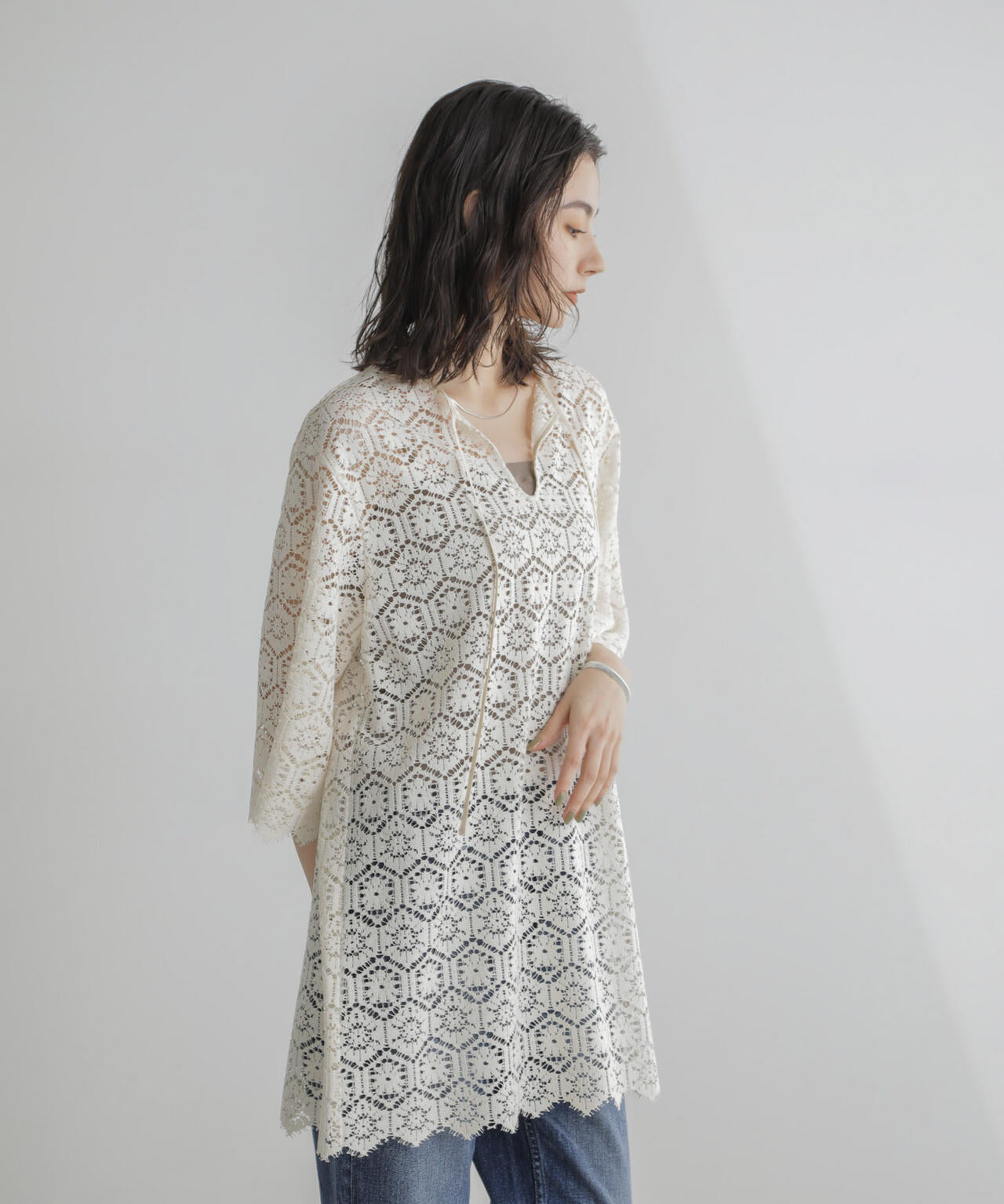 クロシェタイル レース チュニック ブラウス ( セットアップ 可 )