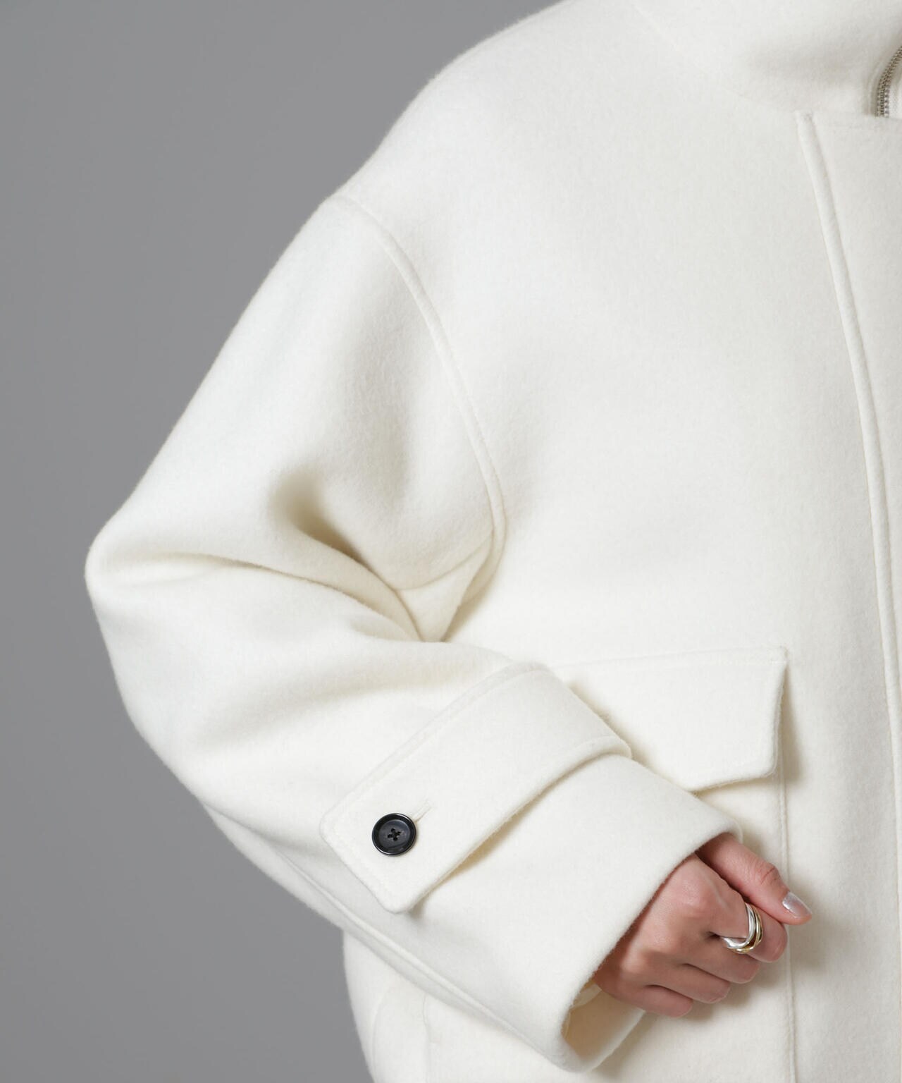 PECOLAMB ウール カシミヤ スタンドカラー ジップブルゾン