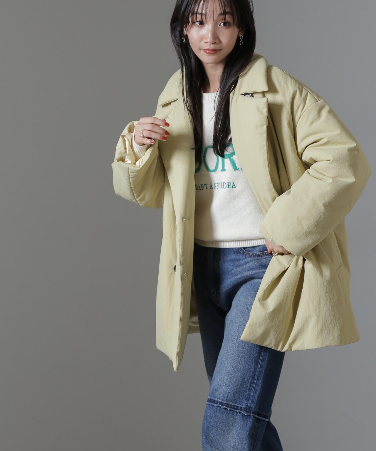 ETHERMALOFT (R) 中綿 ミドル丈 タブル コート