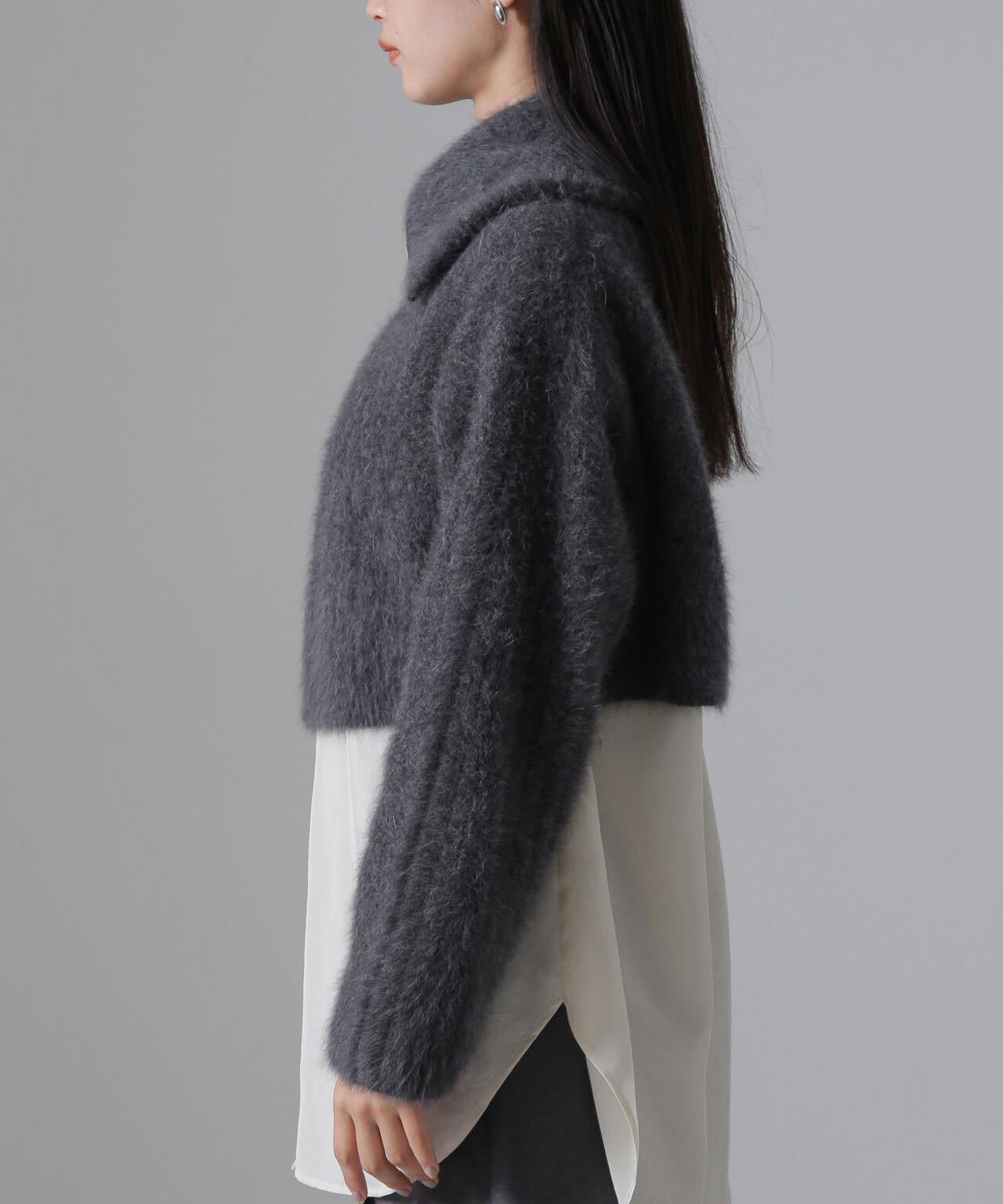 フォックス カシミヤ ショート ジップ カーディガン