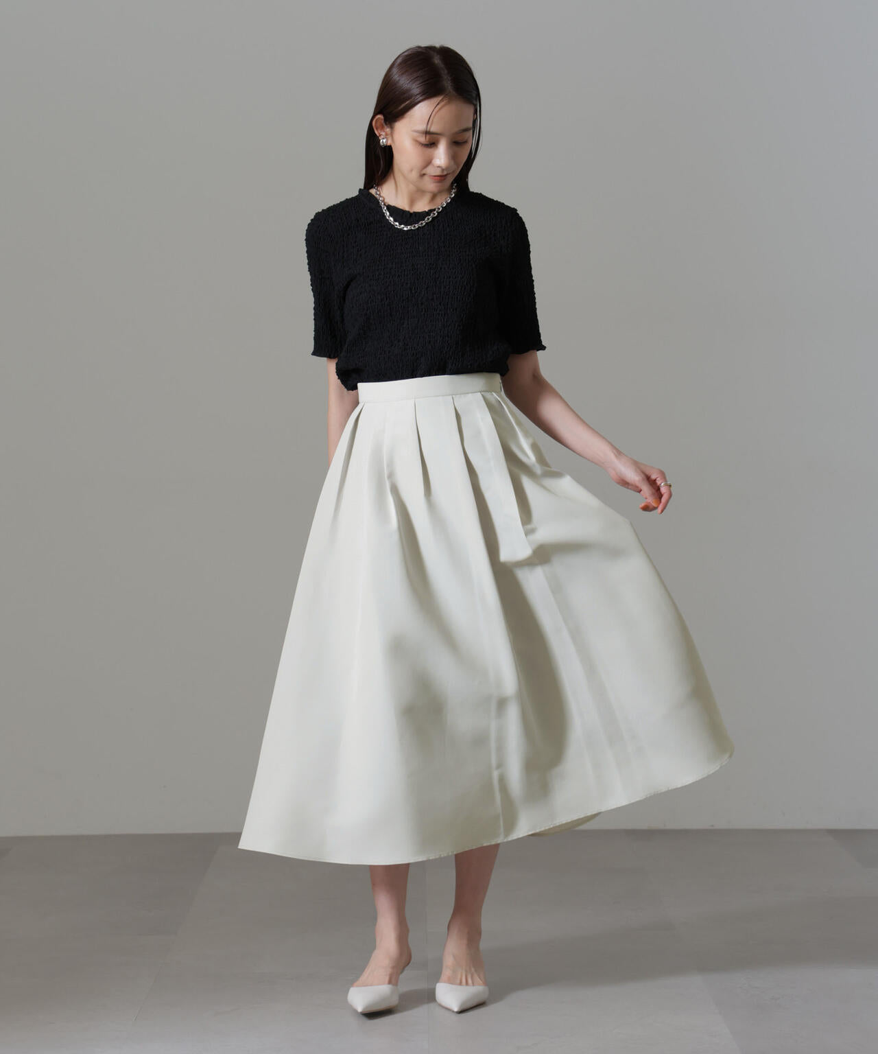 ランダム タック フレア スカート