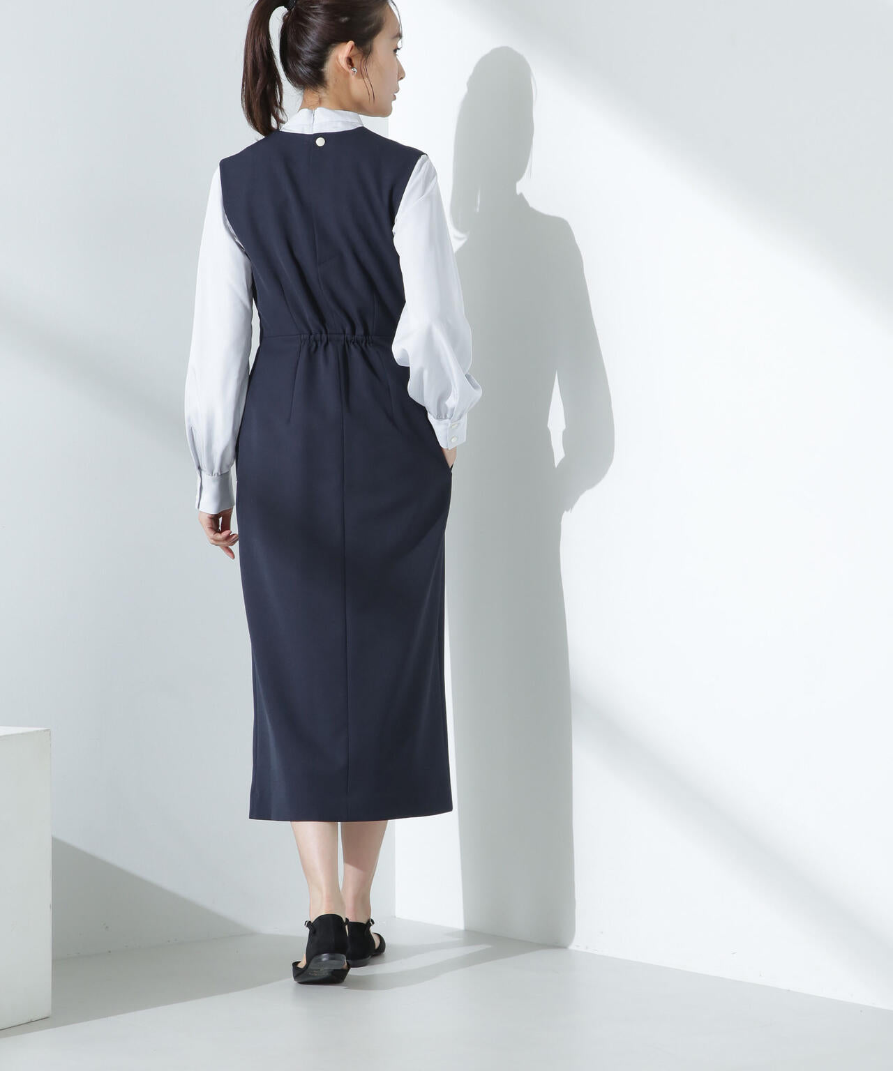 デイリー ファンクション Vネック タック ワンピース( セットアップ 可)