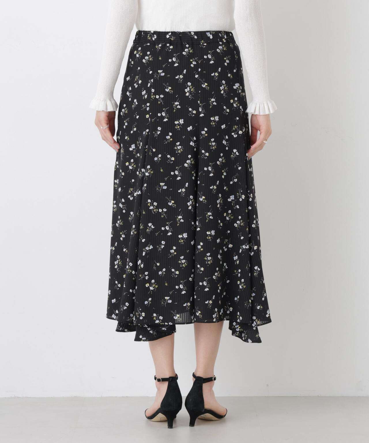 フラワー プリント イレヘム タックフレア スカート ( セットアップ 可)