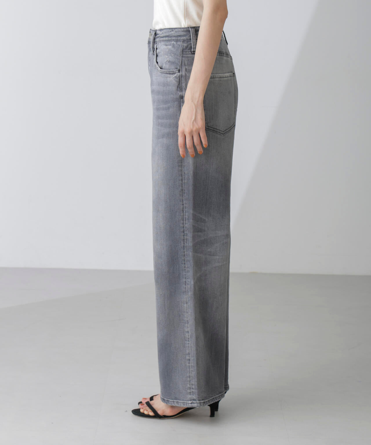 Healthy DENIM / 別注 Pink Pepper ワイド ストレート デニム グレー