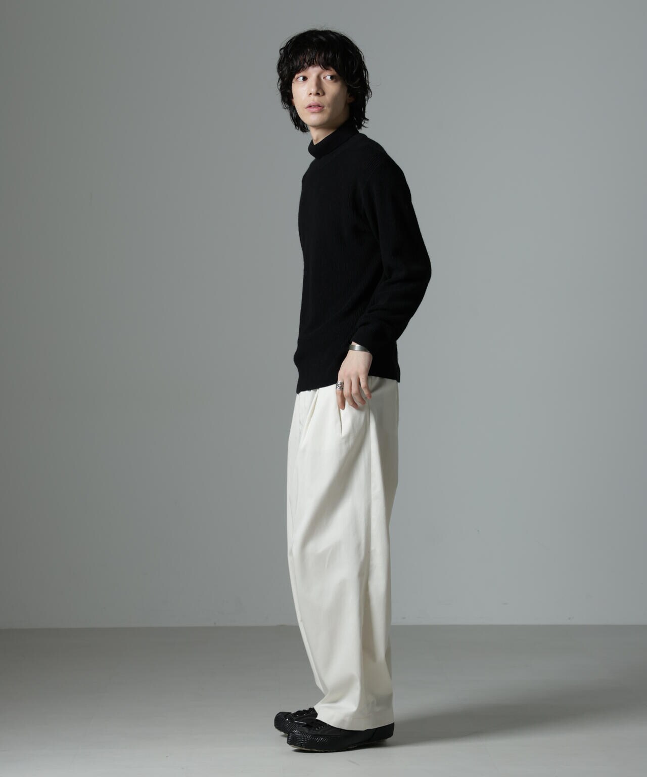 アンゴラ ミックス タートルニット