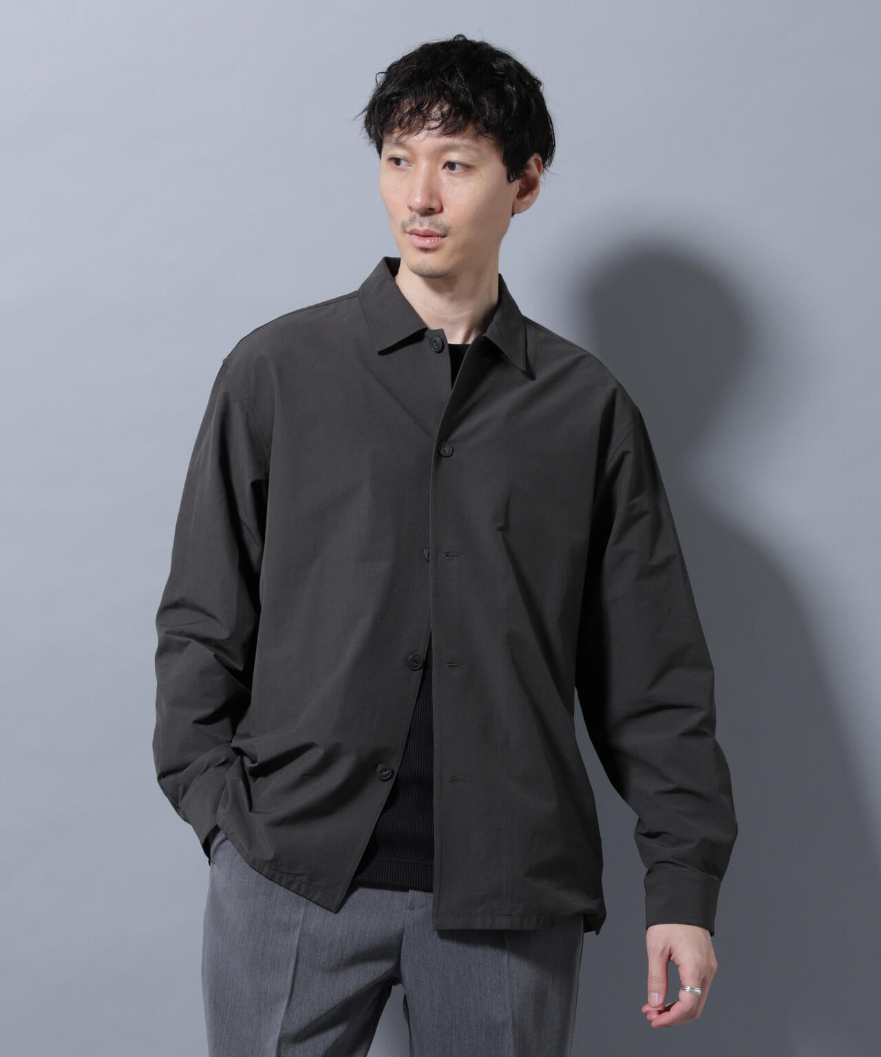 ストレッチ ワイド シャツブルゾン (セットアップ可)