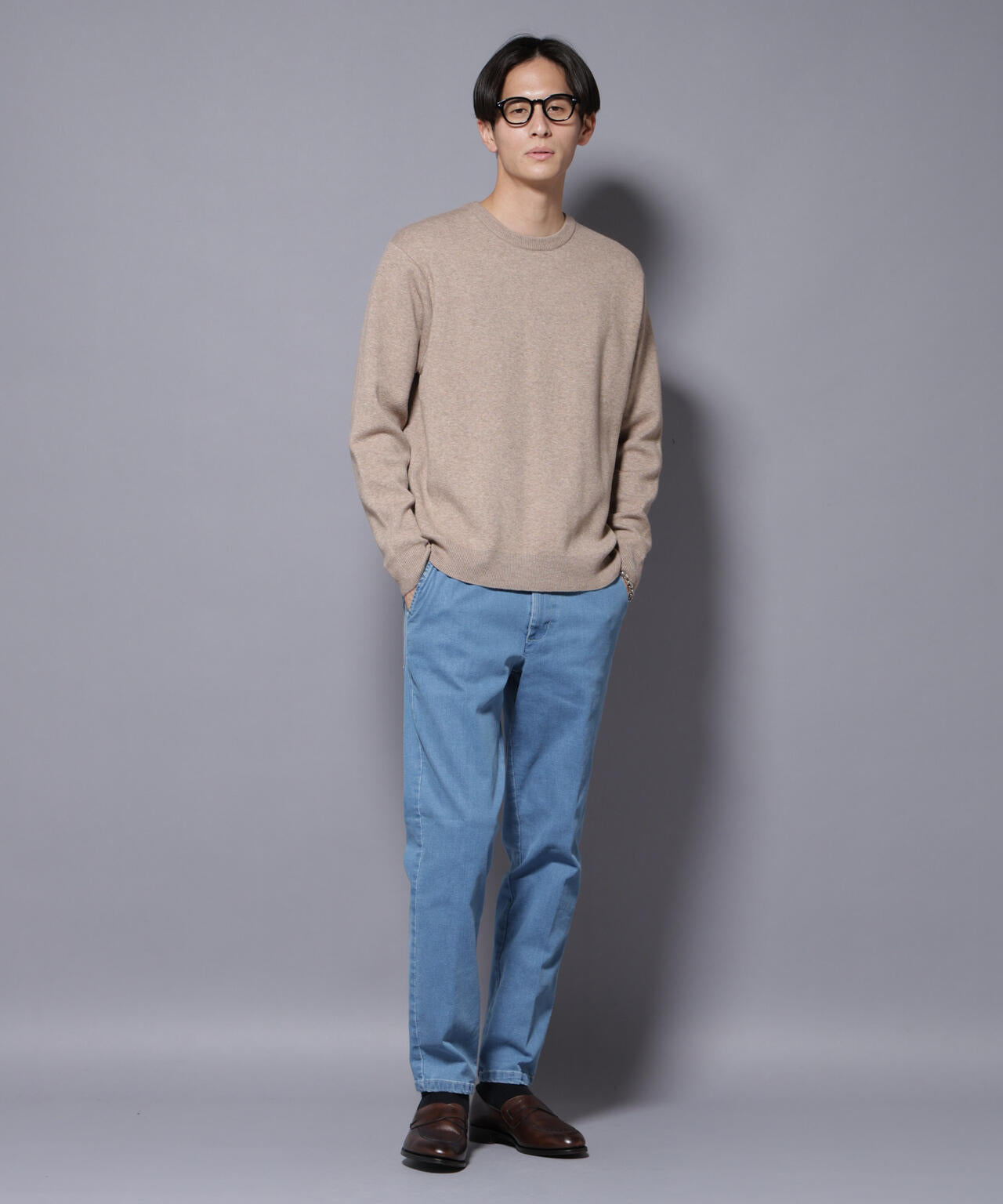 シルク混クルーネックニット