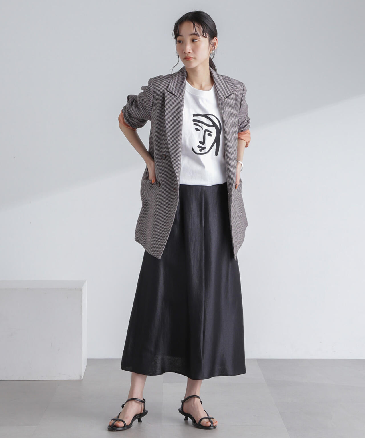 シャイニー サテン ロングスカート