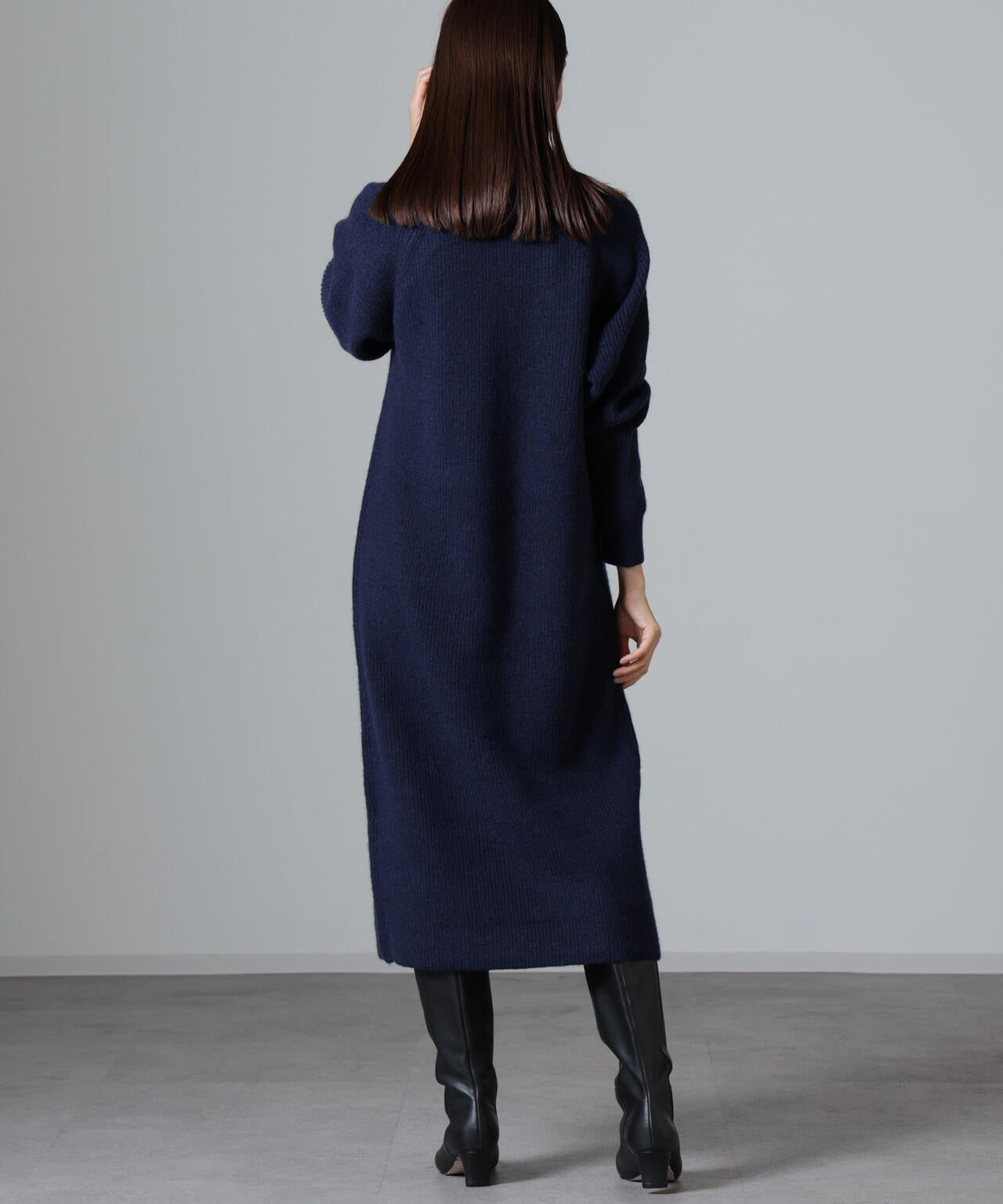 釦ディティール 片畦 ニットワンピース