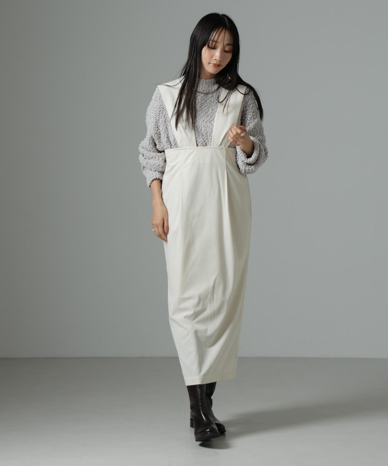 マイクロコール ナロー ジャンパー スカート(セットアップ可)